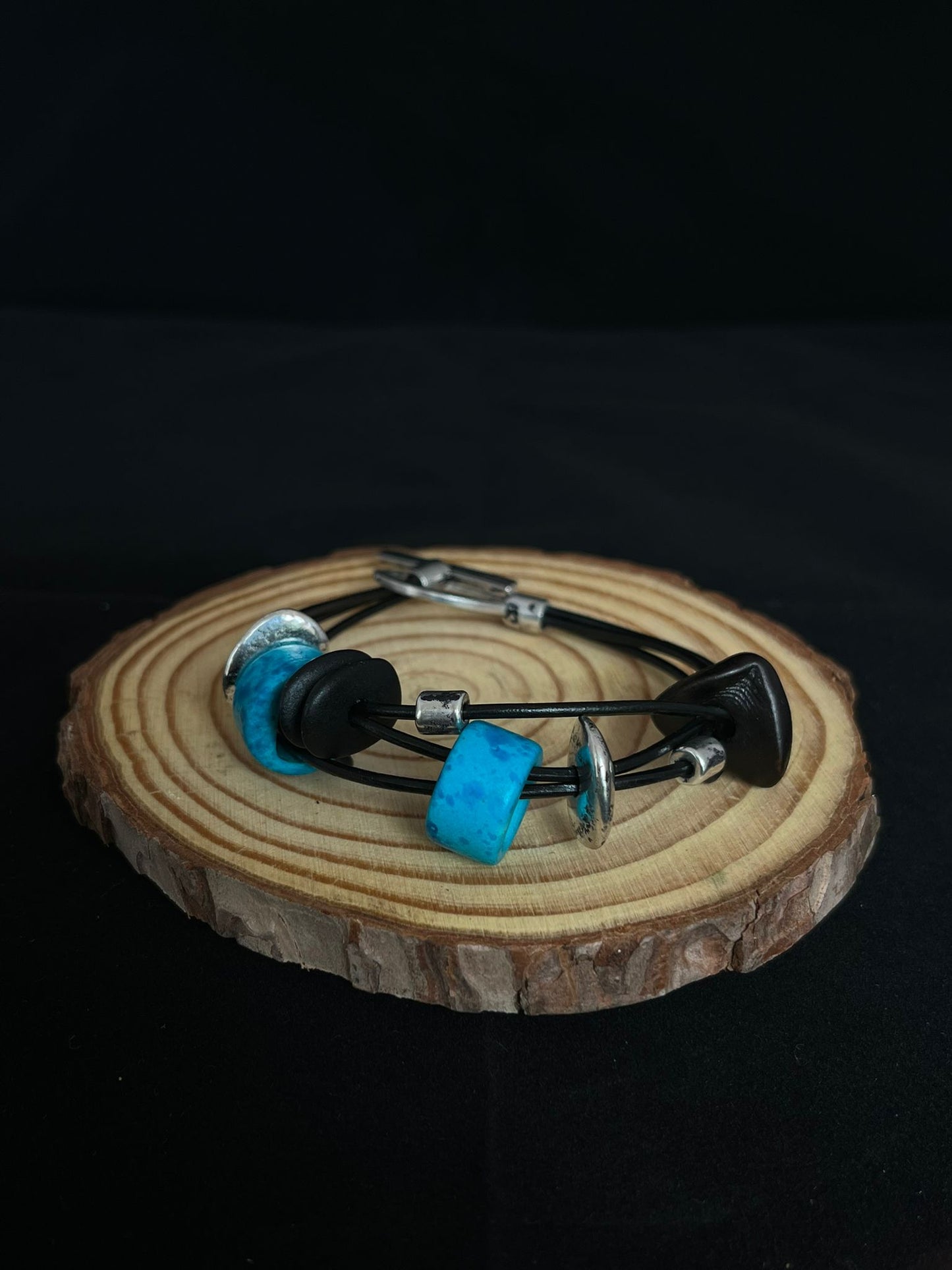 Handmade ceramic bead bracelet