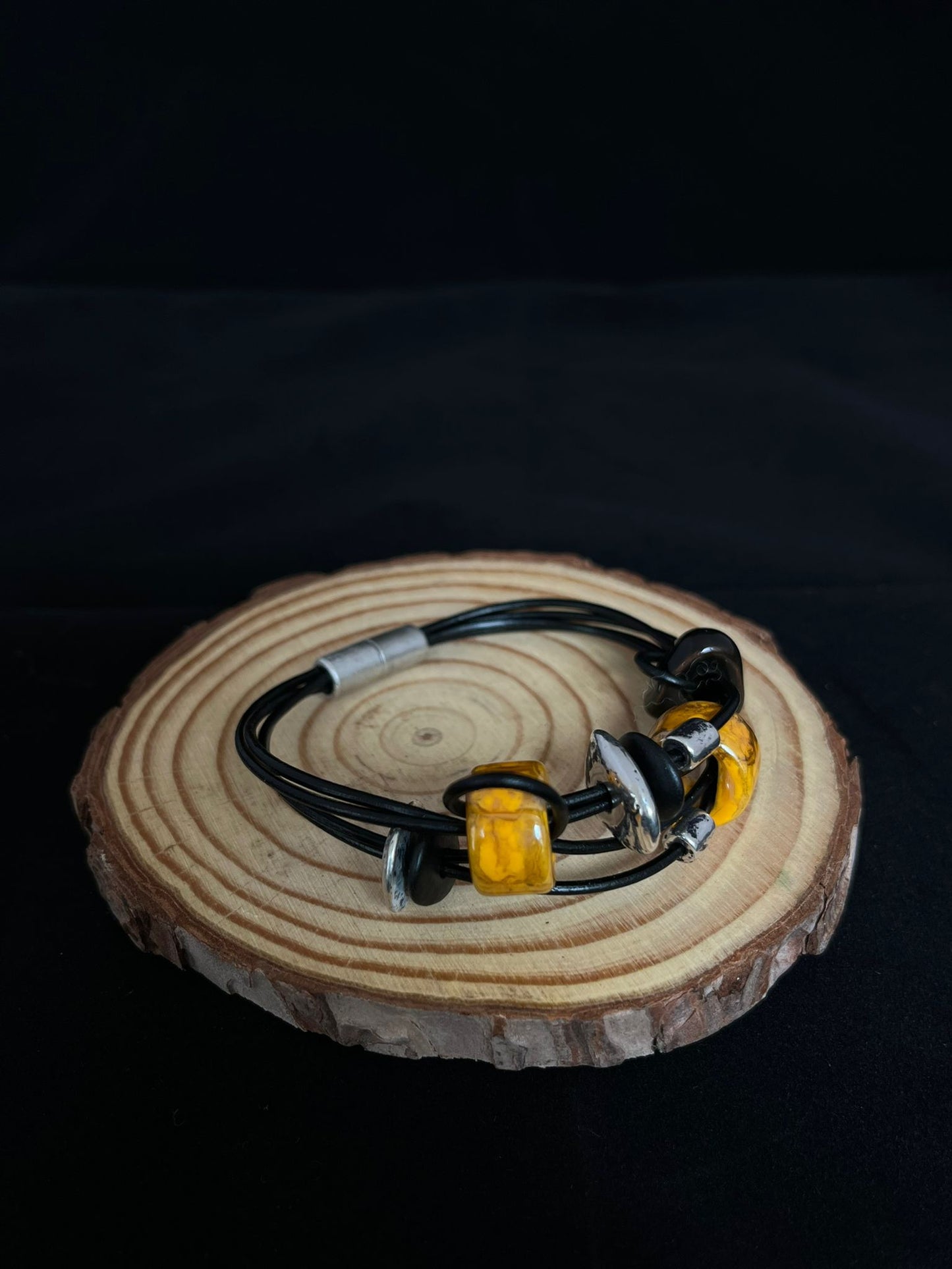 Handmade ceramic bead bracelet