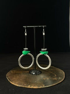 Silver hoops and Ceramic Bead Earrings.