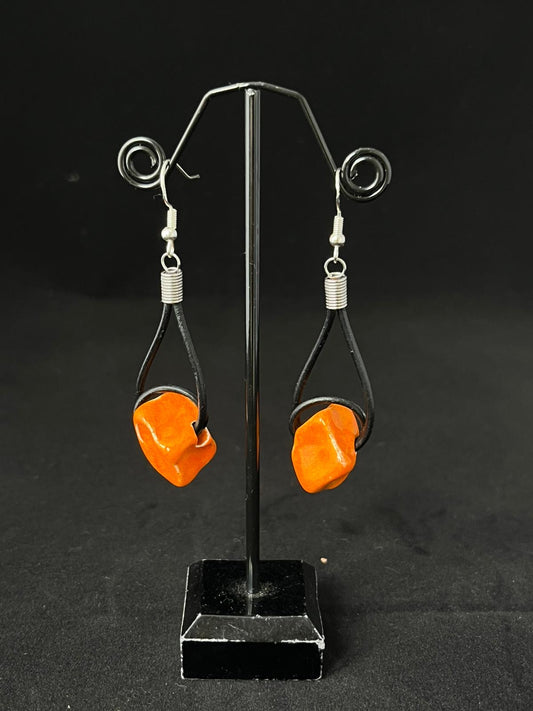 Ceramic Earrings in Orange.