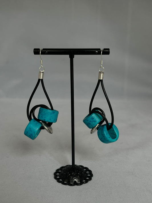 Blue ceramic bead earrings