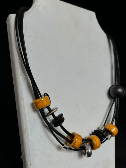 Handmade ceramic bead necklace 