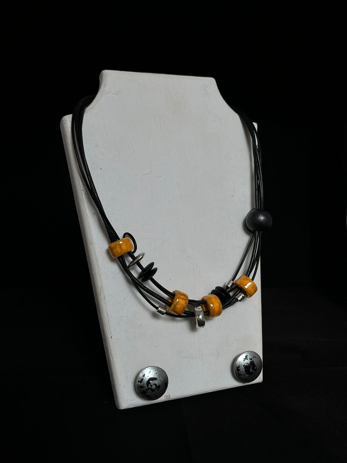 Handmade ceramic bead necklace 