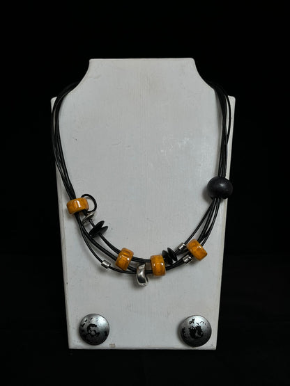 Handmade ceramic bead necklace 