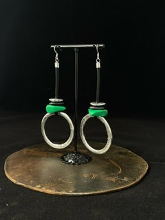 Silver hoops and Ceramic Bead Earrings.